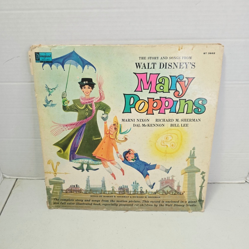 Mary Poppins w/ Storybook Julie Andrews Album Vinyl Record Walt Disney